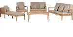 BELIANI Gartenm&ouml;bel Set Hellbraun u. Grau es Akazienholz Textil 7-Sitzer Terrasse