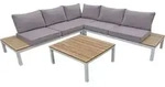 Lounge-Set VALENTINA, 4tlg. - Wei&szlig;/Braun/Grau