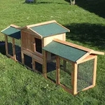 Wiltec XXL Hasenstall 2110 x 530 x 835 mm mit Freilaufgehege und erh&ouml;htem
