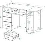Schreibtisch BOB Computertisch PC-Schreibtisch, Kiefer massiv natur lackiert mit