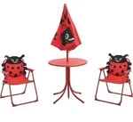 vidaXL 3-tlg. Garten-Bistro-Set f&uuml;r Kinder mit Sonnenschirm Rot - Rot