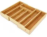 Relaxdays Besteckkasten Bambus, ausziehbar, 5-7 F&auml;cher, HxBxT:5x43x34cm,
