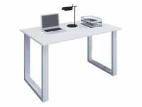 VCM Holz Schreibtisch Computertisch Arbeitstisch Büromöbel Lona U Weiß Weiß