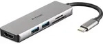 D-Link DUB-M530 USB-C 5-Port USB 3.0 Hub mit HDMI, SD & microSD Card Reader - Silber
