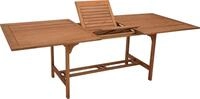 DEGAMO Gartentisch Holztisch Ausziehtisch 180/230x100cm, Eukalyptus Holz ge&ouml;lt,