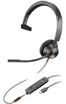 Poly Headset Blackwire C3315 monaural USB-C & 3,5 mm - Schwarz