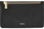 FOSSIL Schl&uuml;sselm&auml;ppchen Kartenetui Logan Zip Coin Black schwarz - Schwarz