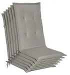 Beautissu 6er Set Gartenstuhlauflage Loft HL Hellgrau, 120x50x6cm - Hellgrau