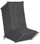 Beautissu 6er Set Gartenstuhlauflage Loft HL Graphitgrau, 120x50x6cm - Dunkelgrau