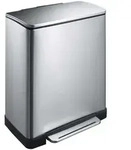 Tritt-M&uuml;lleimer rechteckig 50 Liter, EKO - Matt Edelstahl - Silber
