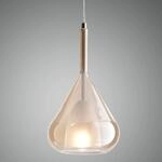 Fabas Luce - Lila LED-H&auml;ngeleuchter aus Metall und bernsteinfarbenem Borosilikatglas