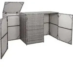 3er-M&uuml;lltonnenverkleidung HWC-E25, M&uuml;lltonnenbox M&uuml;lltonnenabdeckung, Poly-Rattan