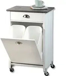 KESPER K&uuml;chenwagen wei&szlig; mit 2 Abfalleimern (je 15 L) &ndash; 50 x 37 x 79 cm &ndash; -