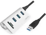 LogiLink USB 3.0-Hub 3-Port silber m. Kartenleser - Silber