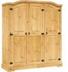 vidaXL Kleiderschrank Mexiko-Stil Kiefernholz 3 T&uuml;ren - Braun
