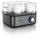 Arendo Eierkocher 8-fach, 500 W, Edelstahl, H&auml;rtegrad einstellbar, f&uuml;r 8 Eier, grau