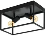 EGLO Deckenlampe Silentina, 2 flammige Deckenleuchte, Industrial aus Stahl,