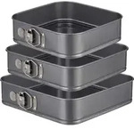 Relaxdays Springform quadratisch 3er Set, antihaftbeschichtet, eckige Kuchenform,