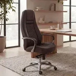 FineBuy AUSTIN B&uuml;rostuhl Braun Echtleder Schreibtischstuhl ergonomisch Chefsessel