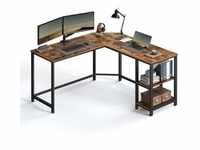 VASAGLE Schreibtisch L-förmiger Computertisch Eckschreibtisch mit 2 Ablagen LWD72X