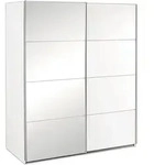 Schwebet&uuml;renschrank - Alpinwei&szlig; - 181 x 197 cm - mit Spiegel - Wei&szlig;