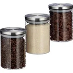 Relaxdays Vorratsglas 3er Set, je 750ml, luftdicht, Edelstahl Deckel, f&uuml;r M&uuml;sli,