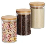 Relaxdays Vorratsdosen Glas, 3er Set, f&uuml;r Pasta, Reis, M&uuml;sli, Kaffeebohnen, Volumen