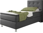 Inter Handels Boxspringbett K&ouml;ln 90x200 | Boxspringbett mit Webstoff Anthrazit -