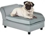 PawHut Haustiersofa mit Stauraum, Kissen, bis 15 kg, Pl&uuml;schbezug, Hellgrau -