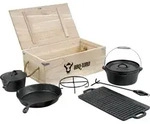 BBQ-Toro 7-teiliges Dutch Oven Set in Holzkiste mit Zubeh&ouml;r, gusseisen - bereits