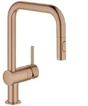 GROHE Minta, Ziehen, Geb&uuml;rsteter Stahl, Ros&eacute;gold, Hebelgriffe, Einzelbild, 1/2",