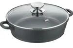 Servierpfanne mit Glasdeckel 28 cm, Aluminium, schwarz - Vario Click - Grau