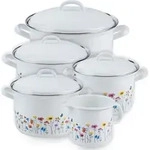 Riess FLORA Kochgeschirr-Set Emaille 5-teilig, Induktionsgeeignet, f&uuml;r