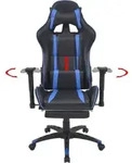 vidaXL Neigbarer Racing-B&uuml;rostuhl mit Fu&szlig;st&uuml;tze Blau - Schwarz/Blau