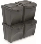 Abfalleimer 4er Set - steingrau - Grau