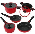 STONELINE&reg; SMART Kochgeschirr-Set 8-teilig 18/20/24 | mit Deckeln - Rot - Rot