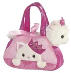 AURORA Fancy Pals Plush Princess Cat in a pink bag, 20 cm - Rosa