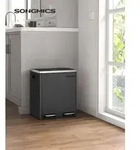 SONGMICS M&uuml;lleimer K&uuml;che, 2 x 15 Liter, M&uuml;lltrennsystem 2 F&auml;cher, inklusive 15