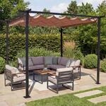 Pergola HWC-C42, Garten Pavillon, stabiles 6cm-Gestell + Schiebedach 3,5x3,5m