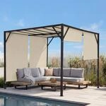 Pergola Beja, Garten Pavillon Terrassen&uuml;berdachung, stabiles 6cm-Stahl-Gestell +