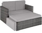 tectake&reg; Rattan Lounge Korfu - UV-best&auml;ndig, wasserabweisend, gro&szlig;e Kissen, Grau -