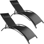 tectake&reg; 2 Sonnenliegen aus Aluminium, 5-stufig - Schwarz