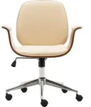 vidaXL B&uuml;rostuhl Creme Bugholz und Kunstleder - Braun/Beige