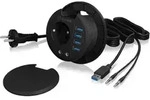 ICY BOX IB-HUB1430, 4 Port USB 3.2 Gen 1 Type-A Tisch-Hub mit Audio Ein-/Ausgang und