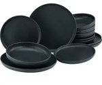 CreaTable, 22979, Uno Black, Tellerset 12-tlg, Steinzeug - Schwarz