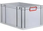 Allit EuroBox 632, 600x400x320 mm, Griffe geschlossen, grau/rot - Grau