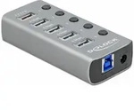 DeLOCK USB 5 Gbps Hub mit 4 Ports + 1 Schnellladeport mit Schalter und Beleuchtung,