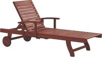 BELIANI Gartenliege Dunkelbraun Akazienholz verstellbar rollbar modern Terrasse