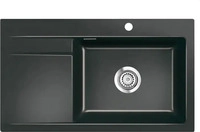 Sp&uuml;le KeraDomo STEMA 86 SL in NERO Becken rechts mit Handbet&auml;tigung / Systemceram