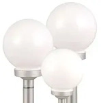 3er Set LED Au&szlig;en Solarleuchten, Kugel wei&szlig;, 15 und 20 cm - Wei&szlig;/Silber